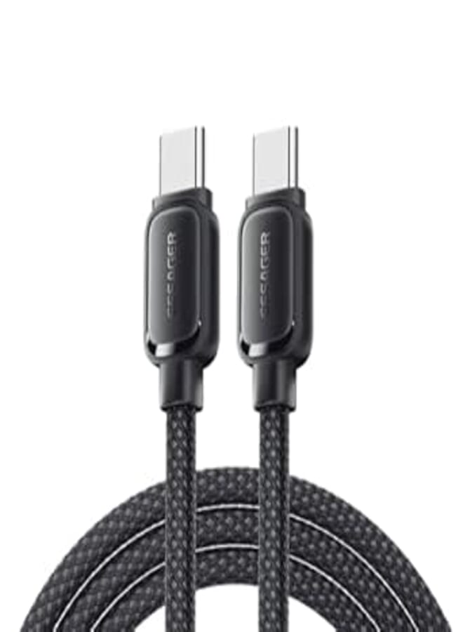 Essager 5A 100W Magnetic USB-C to USB-C Fast Charging Cable PD 3.1 – Self-Coiling Magnetic Cable – Nylon Braided – for iPhone, Samsung, Huawei, MacBooks, Matebooks and laptops (Black, 1 Meter)
